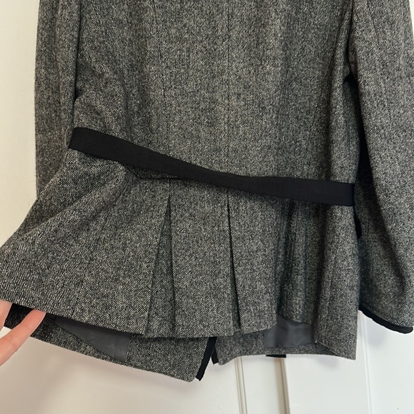 Beautiful charcoal grey & black tweed button up coat with lovely details sz4🖤 - Picture 6 of 8